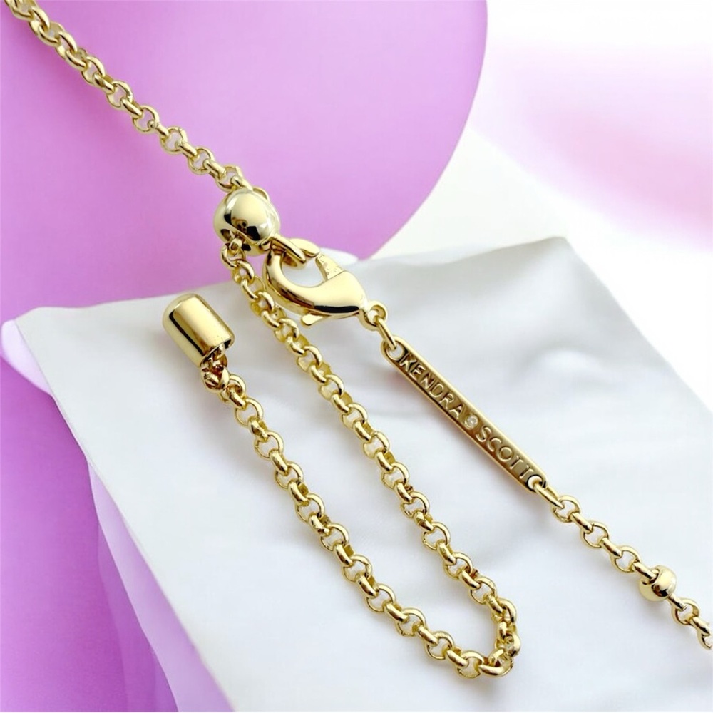 Kendra Scott Beaded Ansley Gold Lilac Phosphate Heart Necklace - Picture 7 of 8